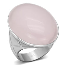 Load image into Gallery viewer, LOAS865 - Rhodium 925 Sterling Silver Ring with Precious Stone PINK CRYSTAL in Light Rose