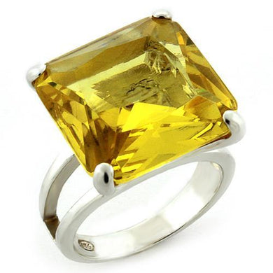 LOAS871 - High-Polished 925 Sterling Silver Ring with AAA Grade CZ  in Citrine