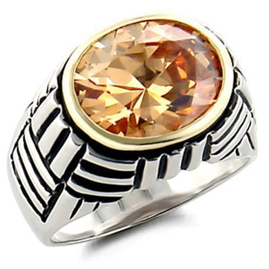 LOAS872 - Reverse Two-Tone 925 Sterling Silver Ring with AAA Grade CZ  in Champagne