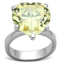 Load image into Gallery viewer, LOAS947 - Rhodium 925 Sterling Silver Ring with AAA Grade CZ  in Citrine Yellow