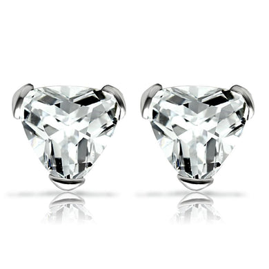 LOS048 - Rhodium 925 Sterling Silver Earrings with AAA Grade CZ  in Clear