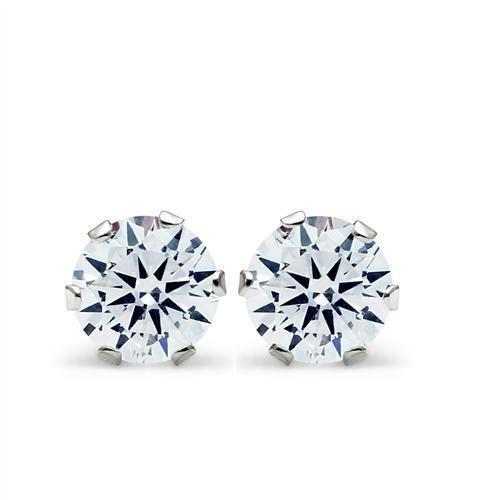 LOS051 - Rhodium 925 Sterling Silver Earrings with AAA Grade CZ  in Clear