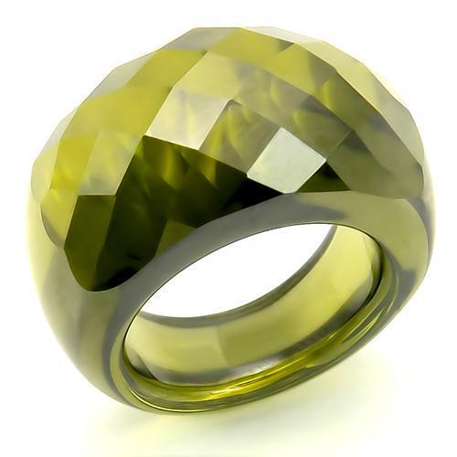 LOS145 -  Stone Ring with AAA Grade CZ  in Olivine color