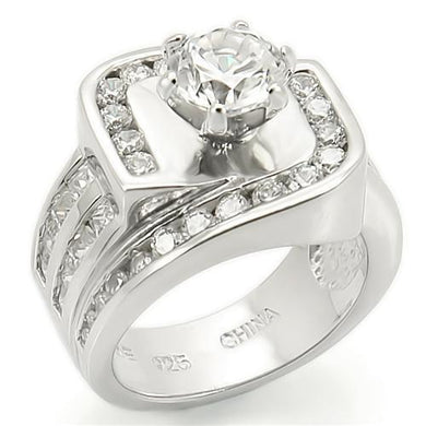 LOS265 - Rhodium 925 Sterling Silver Ring with AAA Grade CZ  in Clear