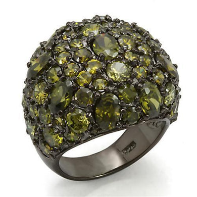 LOS291 - Ruthenium 925 Sterling Silver Ring with AAA Grade CZ  in Olivine color