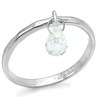 LOS318 - Silver 925 Sterling Silver Ring with Genuine Stone  in Aquamarine