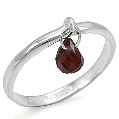 LOS320 - Silver 925 Sterling Silver Ring with Genuine Stone  in Garnet