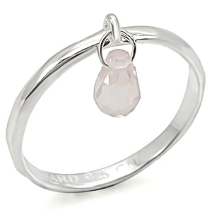 LOS323 - Silver 925 Sterling Silver Ring with Genuine Stone  in Light Rose