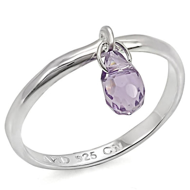 LOS325 - Silver 925 Sterling Silver Ring with Genuine Stone  in Amethyst