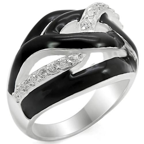 LOS346 - Silver 925 Sterling Silver Ring with AAA Grade CZ  in Clear