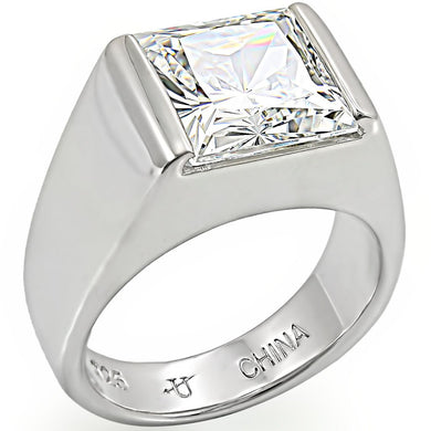 LOS374 - Rhodium 925 Sterling Silver Ring with AAA Grade CZ  in Clear