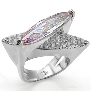LOS390 - High-Polished 925 Sterling Silver Ring with AAA Grade CZ  in Light Amethyst