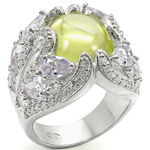 LOS391 - High-Polished 925 Sterling Silver Ring with AAA Grade CZ  in Apple Green color