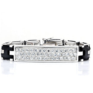 LOS413 - Rhodium 925 Sterling Silver Bracelet with AAA Grade CZ  in Clear