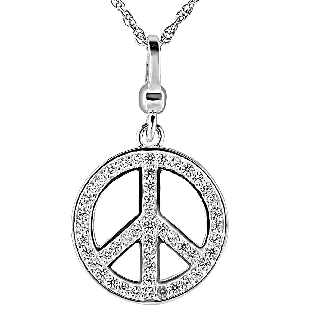 LOS420 - Silver 925 Sterling Silver Chain Pendant with AAA Grade CZ  in Clear