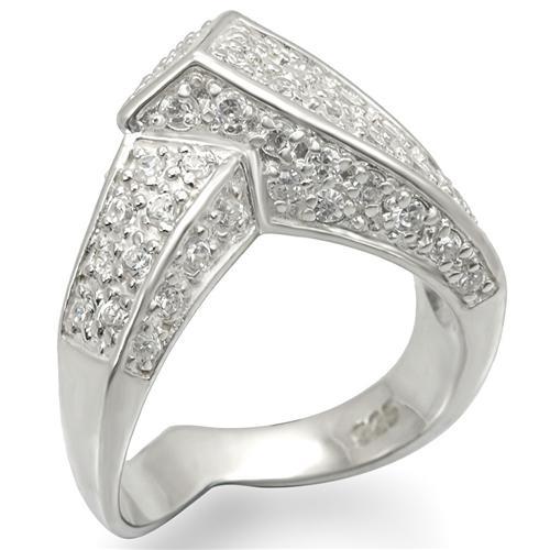 LOS453 - Silver 925 Sterling Silver Ring with AAA Grade CZ  in Clear