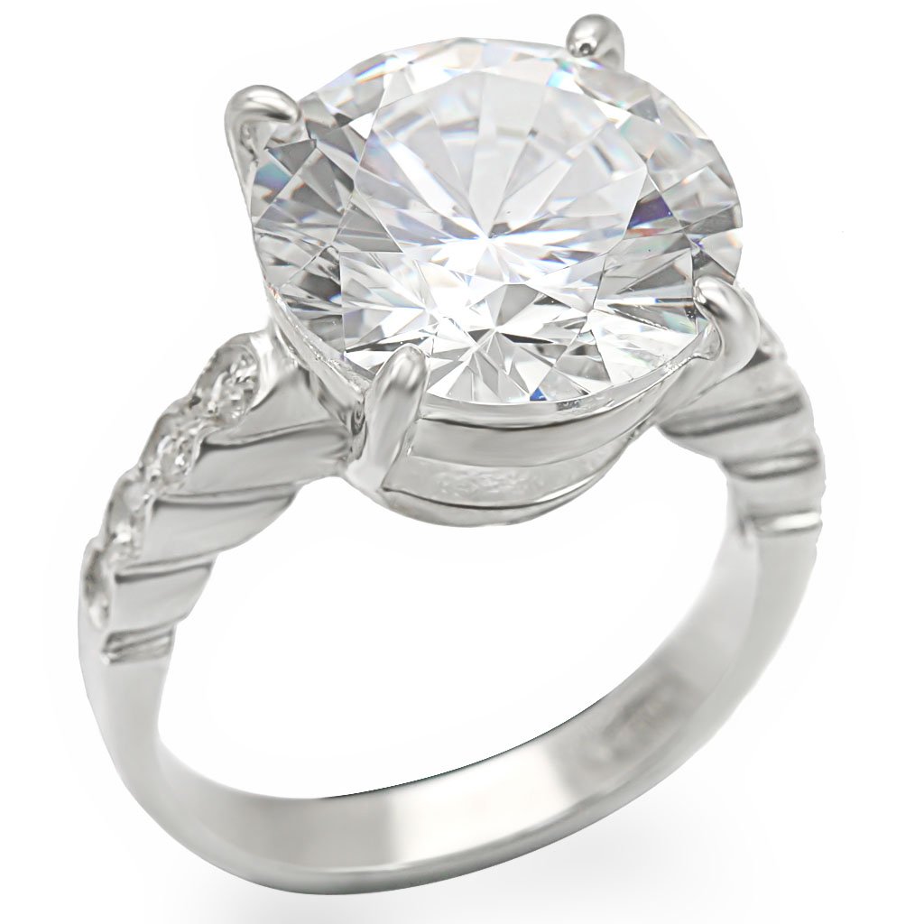 LOS472 - Silver 925 Sterling Silver Ring with AAA Grade CZ  in Clear