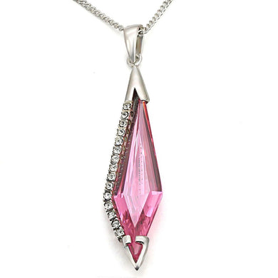 LOS473 - Silver 925 Sterling Silver Pendant with AAA Grade CZ  in Rose
