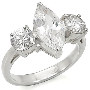 LOS474 - Silver 925 Sterling Silver Ring with AAA Grade CZ  in Clear