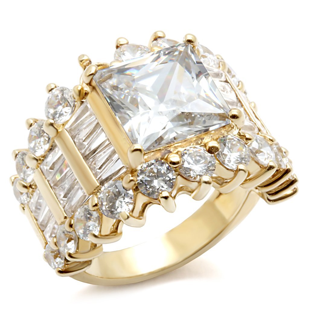 LOS481 - Gold 925 Sterling Silver Ring with AAA Grade CZ  in Clear