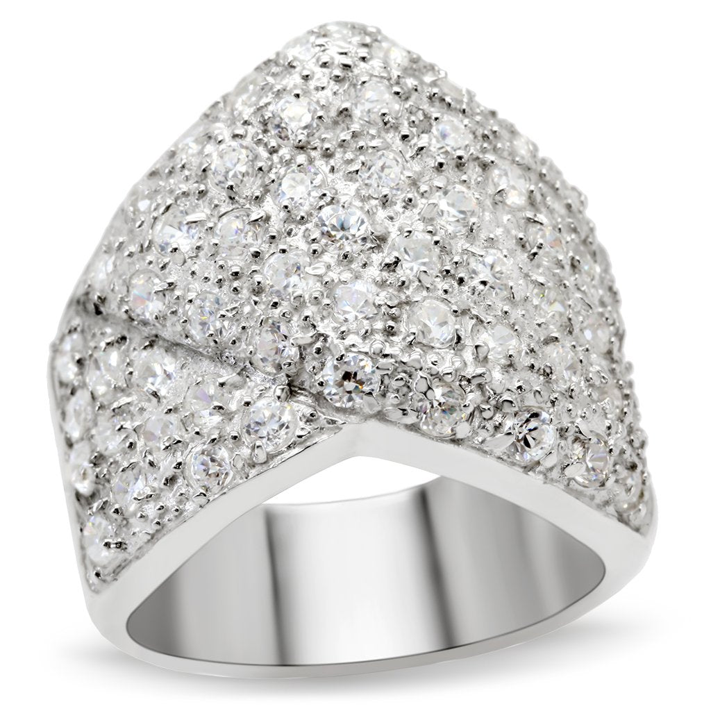 LOS522 - Silver 925 Sterling Silver Ring with AAA Grade CZ  in Clear