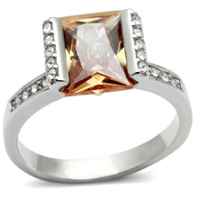 Load image into Gallery viewer, LOS528 - Rhodium 925 Sterling Silver Ring with AAA Grade CZ  in Champagne