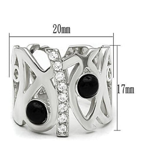 LOS532 - Silver 925 Sterling Silver Ring with Semi-Precious Onyx in Jet