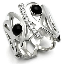 Load image into Gallery viewer, LOS532 - Silver 925 Sterling Silver Ring with Semi-Precious Onyx in Jet