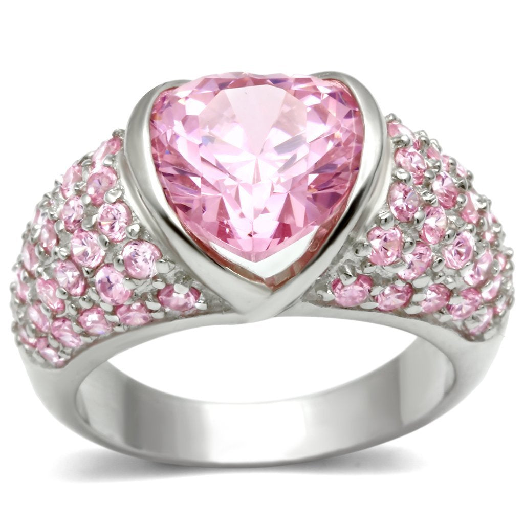LOS533 - Silver 925 Sterling Silver Ring with AAA Grade CZ  in Rose