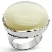 Load image into Gallery viewer, LOS537 - Silver 925 Sterling Silver Ring with Synthetic Cat Eye in White