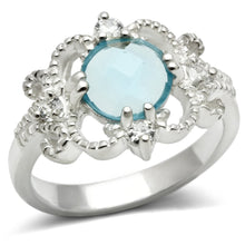 Load image into Gallery viewer, LOS539 - Silver 925 Sterling Silver Ring with Synthetic Synthetic Glass in Sea Blue