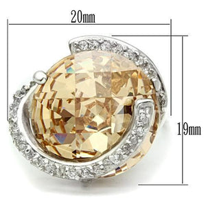 LOS540 - Silver 925 Sterling Silver Ring with AAA Grade CZ  in Champagne