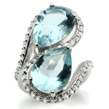 Load image into Gallery viewer, LOS548 - Silver 925 Sterling Silver Ring with Synthetic Synthetic Glass in Sea Blue