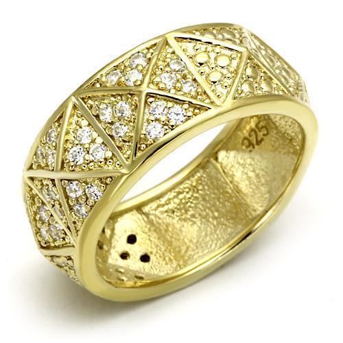 LOS560 - Gold 925 Sterling Silver Ring with AAA Grade CZ  in Clear