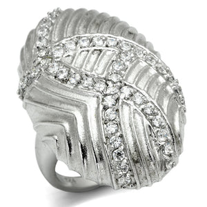 LOS569 - Rhodium 925 Sterling Silver Ring with AAA Grade CZ  in Clear