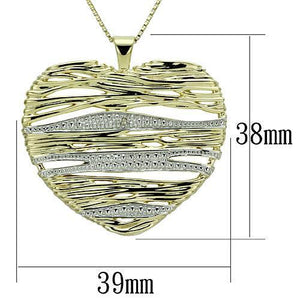 LOS599 - Gold+Rhodium 925 Sterling Silver Necklace with AAA Grade CZ  in Clear