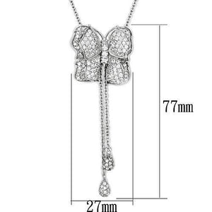 LOS608 - Silver 925 Sterling Silver Necklace with AAA Grade CZ  in Clear