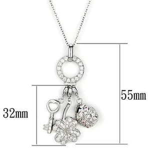 LOS609 - Silver 925 Sterling Silver Necklace with AAA Grade CZ  in Multi Color