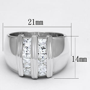 LOS623 - Silver 925 Sterling Silver Ring with AAA Grade CZ  in Clear