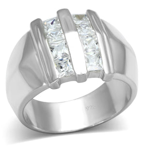 LOS623 - Silver 925 Sterling Silver Ring with AAA Grade CZ  in Clear