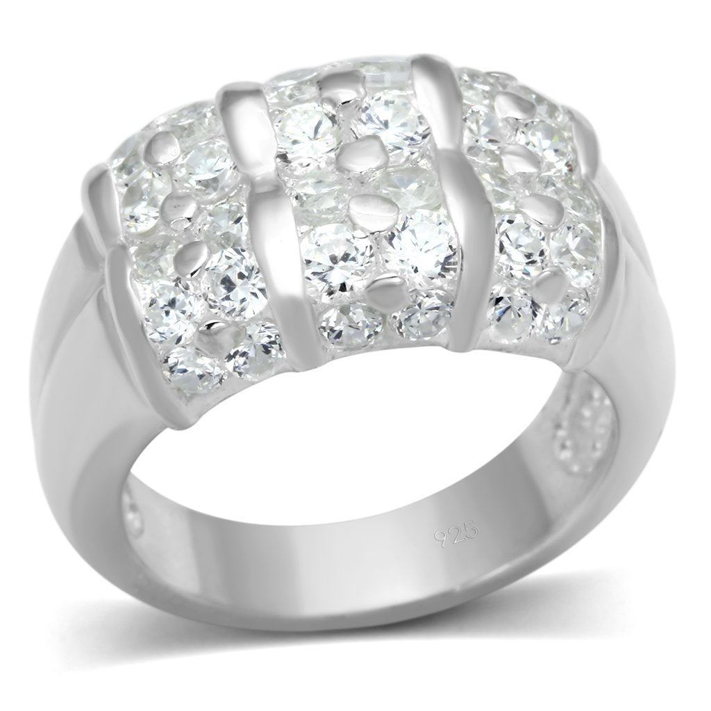 LOS630 - Silver 925 Sterling Silver Ring with AAA Grade CZ  in Clear