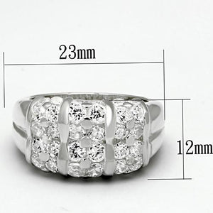 LOS630 - Silver 925 Sterling Silver Ring with AAA Grade CZ  in Clear