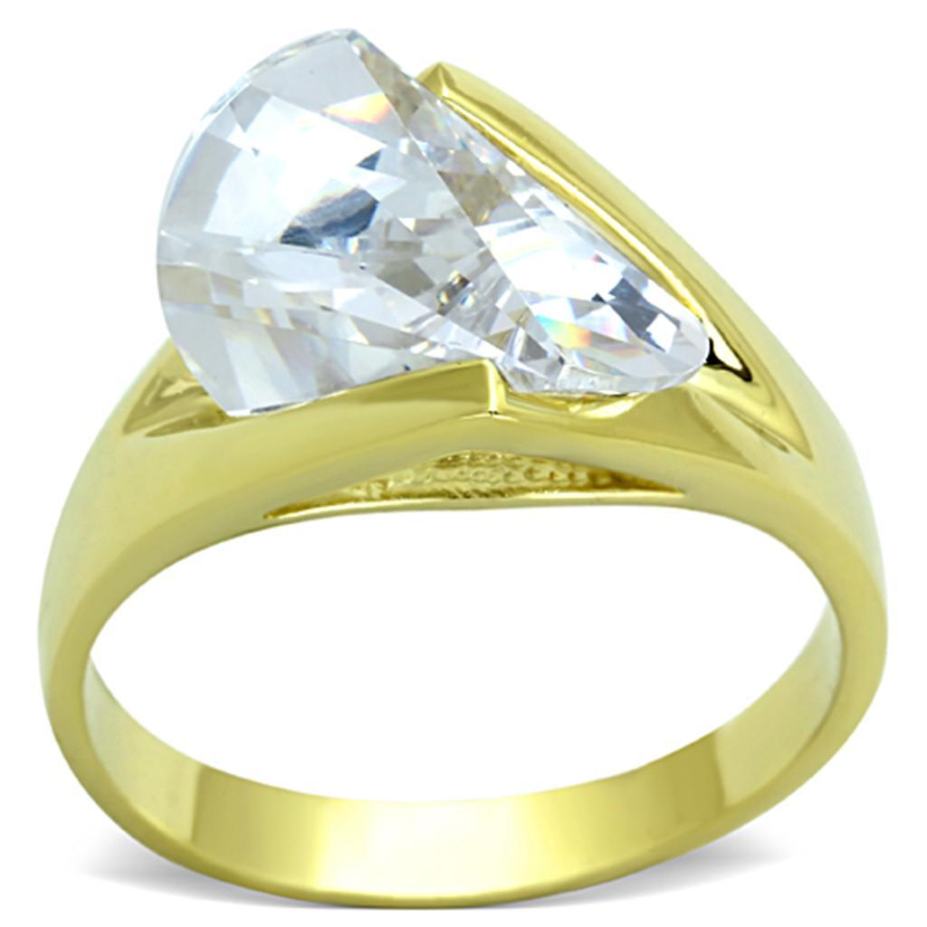 LOS651 - Gold 925 Sterling Silver Ring with AAA Grade CZ  in Clear