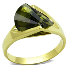Load image into Gallery viewer, LOS655 - Gold 925 Sterling Silver Ring with AAA Grade CZ  in Olivine color