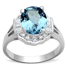 Load image into Gallery viewer, LOS658 - Silver 925 Sterling Silver Ring with Synthetic Spinel in Sea Blue