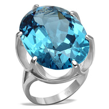 Load image into Gallery viewer, LOS667 - Silver 925 Sterling Silver Ring with Synthetic Spinel in Sea Blue