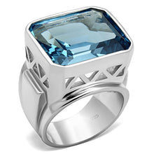 Load image into Gallery viewer, LOS669 - Silver 925 Sterling Silver Ring with Synthetic Spinel in Sea Blue