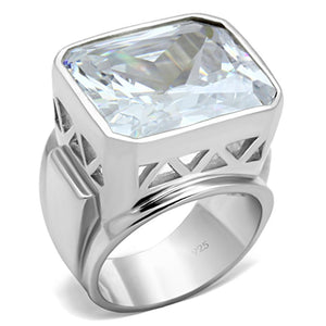 LOS670 - Silver 925 Sterling Silver Ring with AAA Grade CZ  in Clear