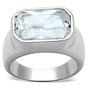 LOS671 - Silver 925 Sterling Silver Ring with AAA Grade CZ  in Clear