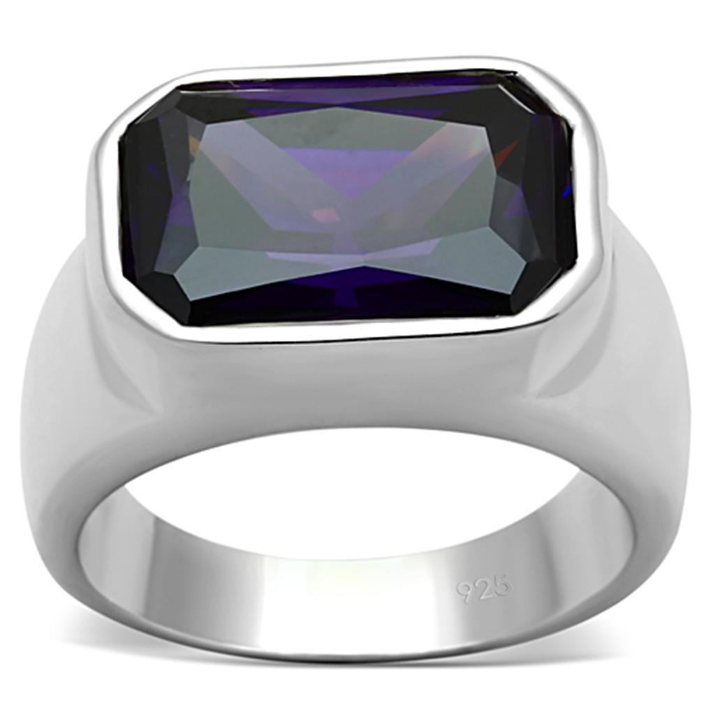 LOS672 - Silver 925 Sterling Silver Ring with AAA Grade CZ  in Amethyst